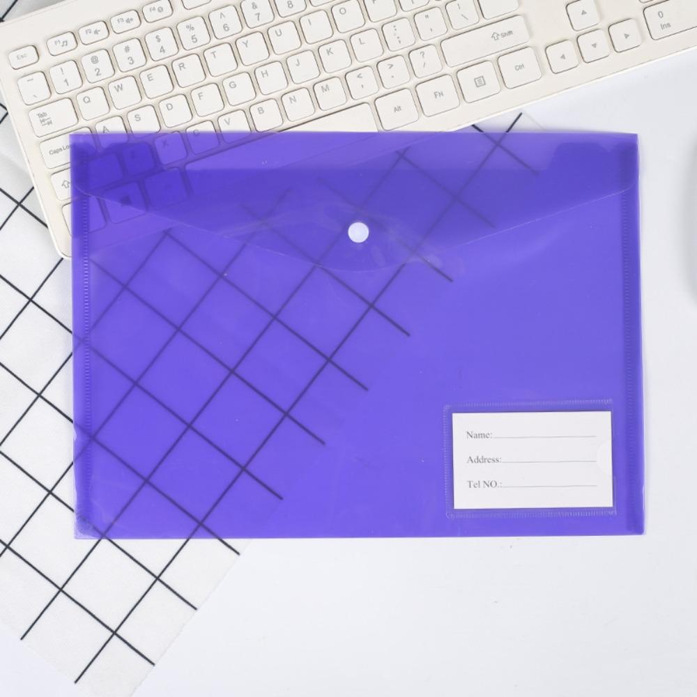 1Pcs Clear A4 Binder Pocket Snap Button Envelope Popper Wallets  for School Office Home