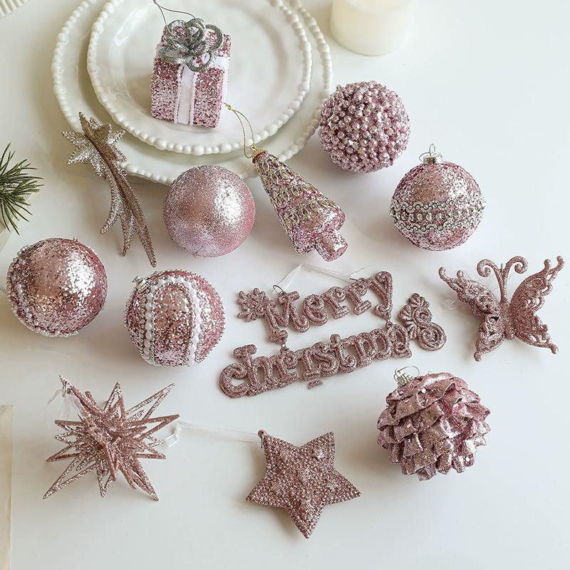 Christmas Tree Ornaments Glitter Ball Reindeer Snowflake Pendants Xmas Tree Decorations  New Year Party Decor Navidad