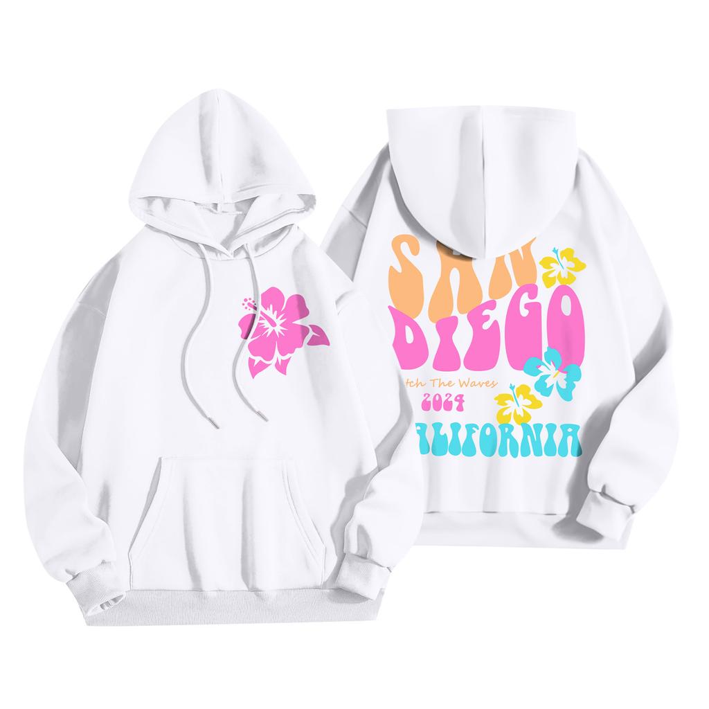 Толстовки для девочек-подростков с длинным рукавом и принтом букв, повседневные графические толстовки с капюшоном, пуловер с завязками, симпатичная толстовка большого размера