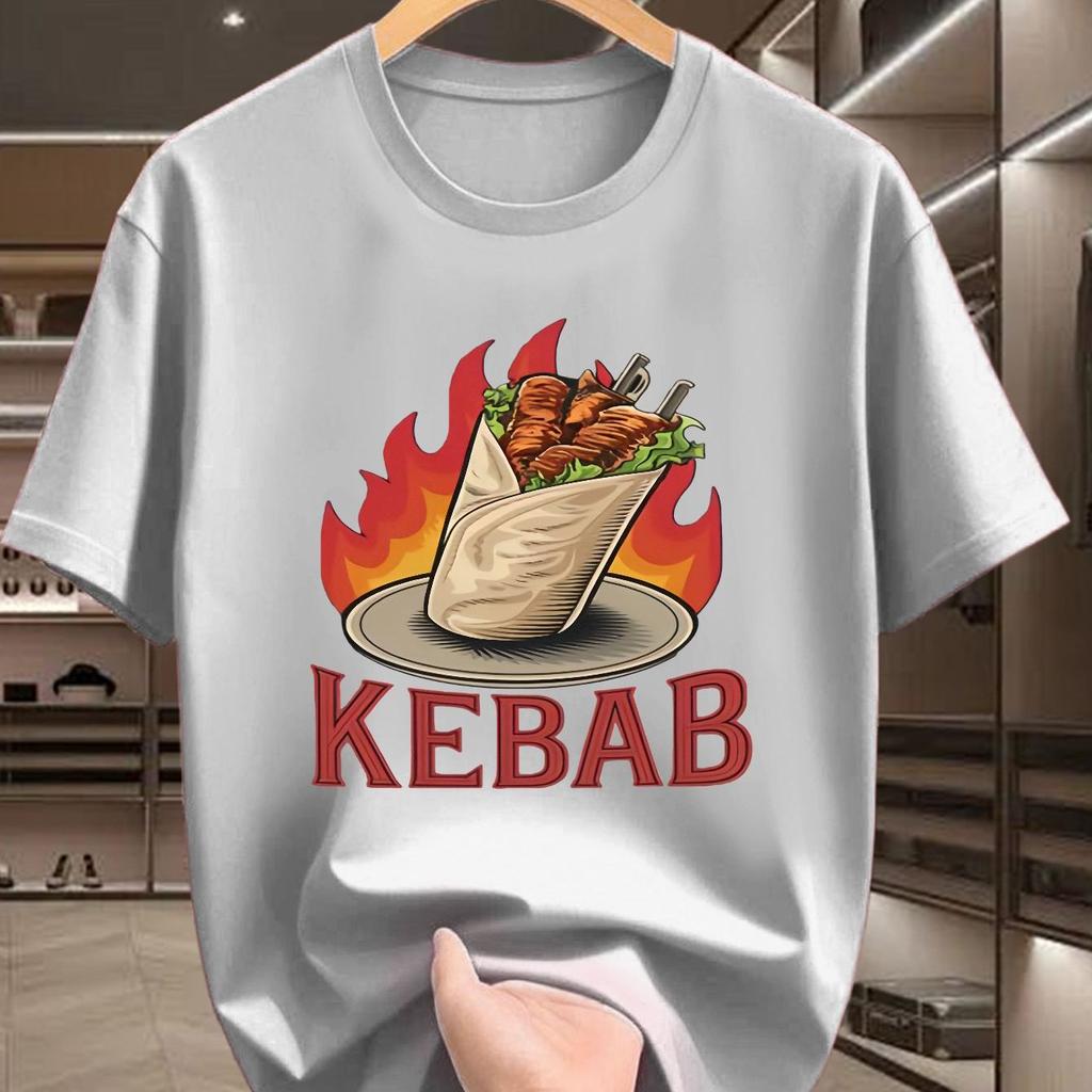 Kebab Food Print Unisex Summer Fashion Tshirt Delicious Doner Kebab Graphic Short Sleeve Tee Casual Tops