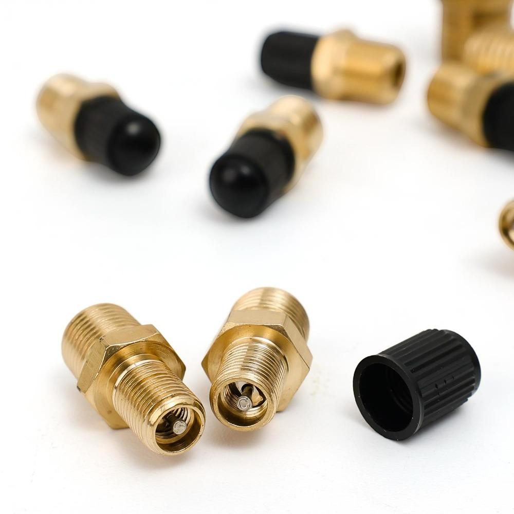 Universal Brass Tire Valve Stem 1/4 NPT 1/8 NPT M10*1 Car Motorcycle Tubeless Valve Core Thread Hardware Solid Copper Auto Parts Valve Stems 1