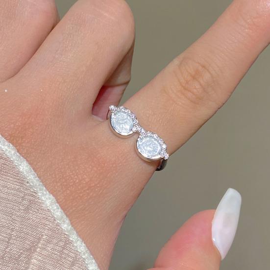 Парное кольцо на палец Мини очки Регулируемое кольцо Искрящееся кольцо на кончик пальца с инкрустацией стразами Аксессуар для пальца