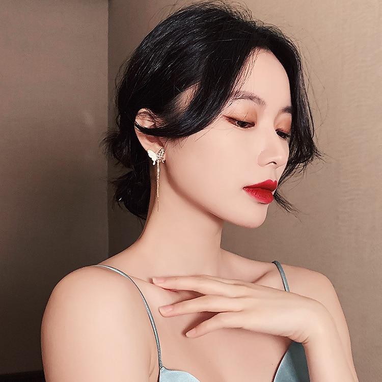 Новые серьги-бабочки с имитацией жемчуга и длинной кисточкой, темпераментная сетка, красные серьги, женские серьги в стиле морского праздника Brinco