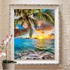 Алмазная картина «Закат на море», полная квадратная вышивка крестиком, 5D Алмазная вышивка, пляж, кокосовая пальма, пейзаж, картины из стразов, мозаика, домашний декор