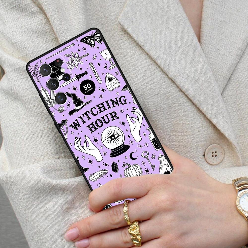 Girly Pastel Witch Goth Pattern Cell Phone Case for Samsung Galaxy S26 Ultra S25 S24 S23 S22 S21 S20 Note10 Cover