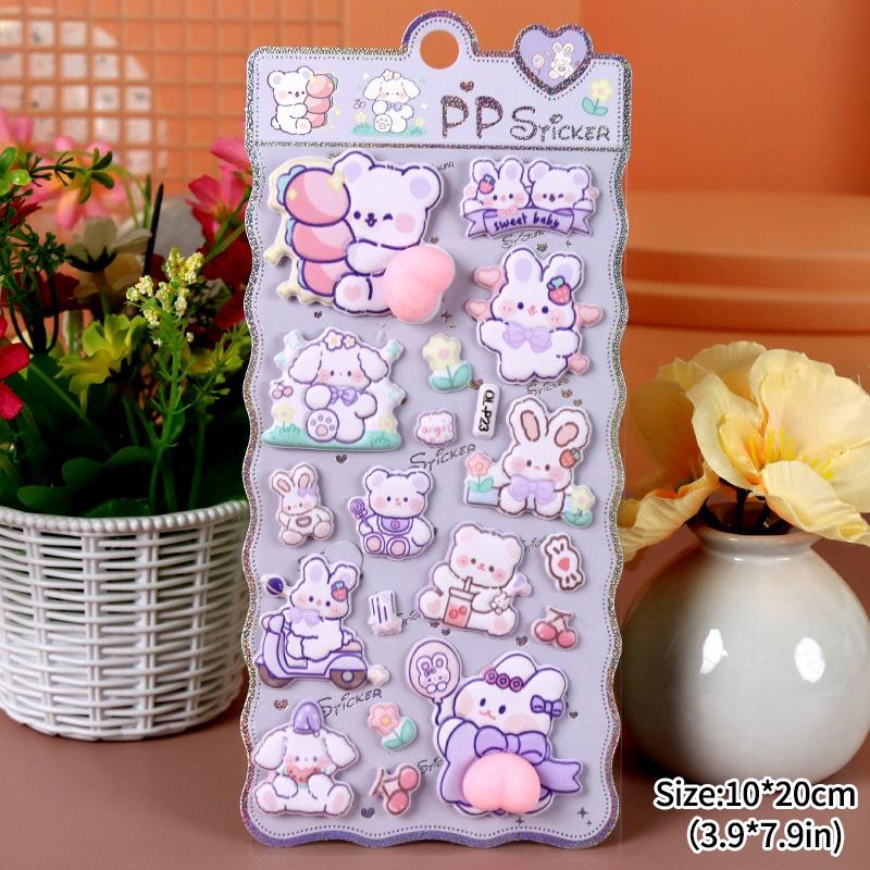 3D Cute Animal Butt Stickers Plush Pinched Happy Buttocks Sticker Stress Ease Puffy Sticker For Diy Scrapbook Phone Case Decal