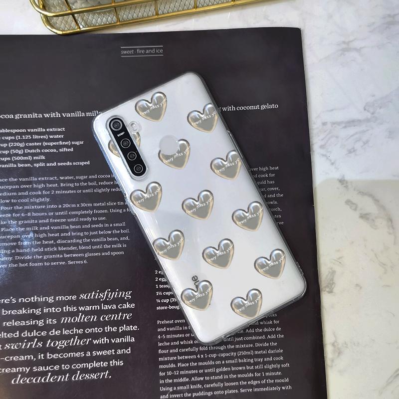 Для Realme C3 X3 Xt C11 6i X Чехол для телефона Мягкий силиконовый прозрачный серебристый чехол-накладка с изображением сердца и любви для Oppo Realme 5 6 X50 X2 Pro
