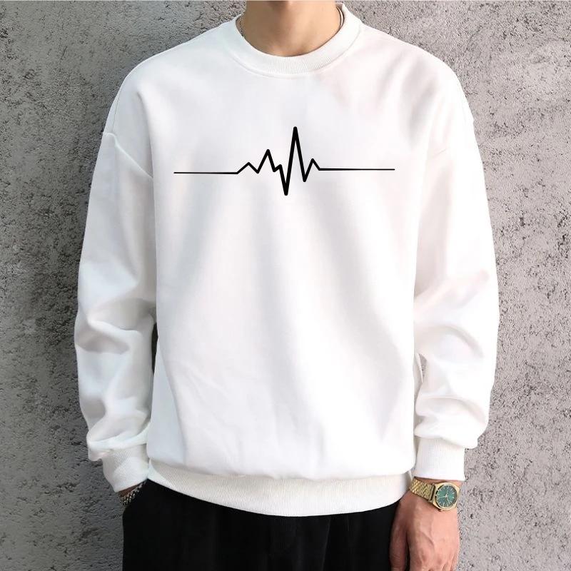 Men Oversized Graphic Sweatshirts Hoodied Korean Simplicity Printed Long Sleeve Cotton Hip Hop Sports Top Men Clothes Pullovers & Long Sleeves Men’s
