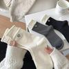 Носки с кружевом-пузырьком, Женские вышитые носки до середины икры в форме сердца, Милые носки из гребенного хлопка, Универсальный школьный стиль