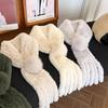 Шарф из меха кролика Рекс Женский Зимний Новый с Кисточками Шариками Двусторонний Теплый Шарф Воротник из Натурального Меха