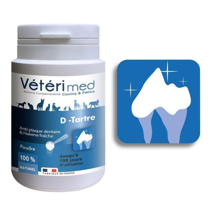 Poudre Anti-Tartre - Vétérimed - D-Tartre - 100 jours d'utilisation - Chien - Naturelle