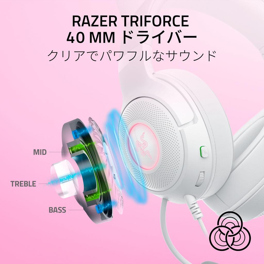The Razer Kraken Kitty V2 White Is a Wired Gaming Headset Featuring Distinctive Cat Ears That Let You Express Your Individuality While It Features
