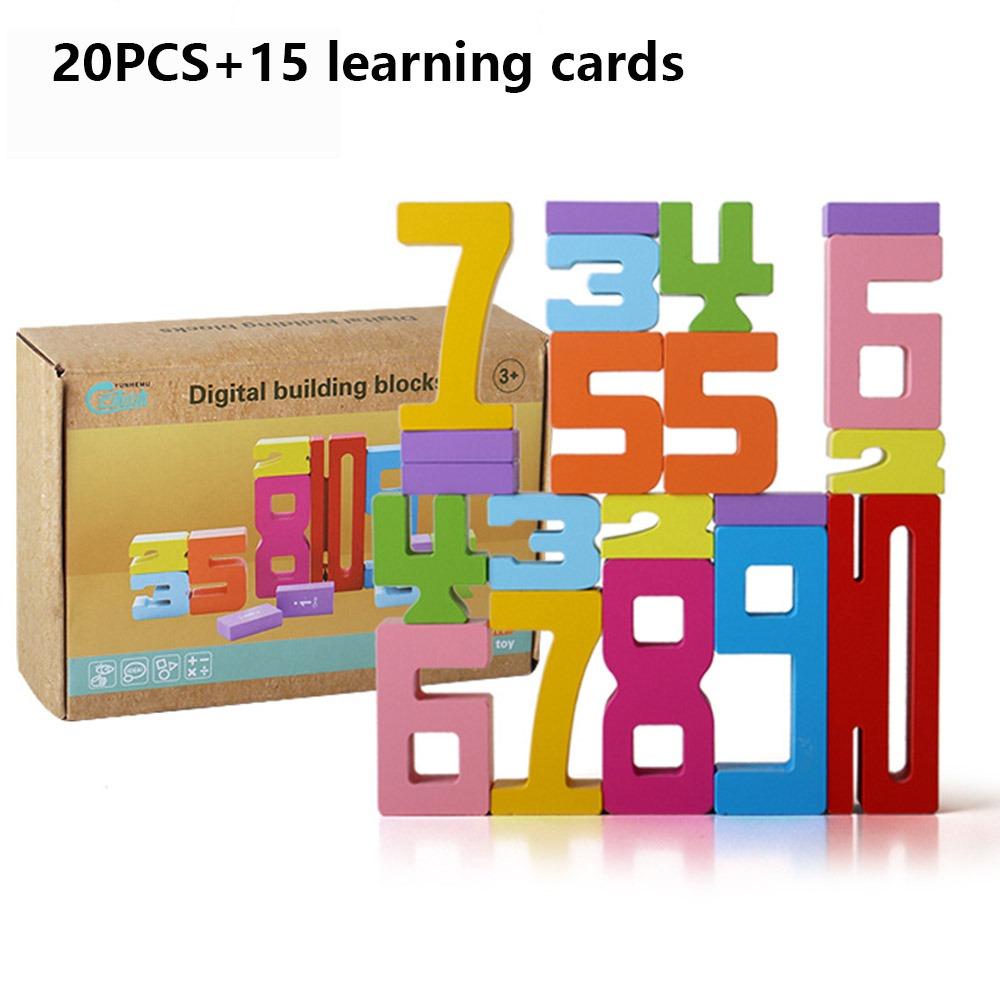 Wooden Number Building Block Early Education Counting Toy New Stacking Games Toys  For Kids