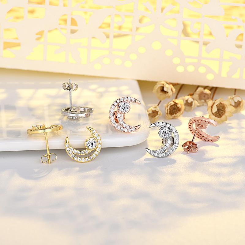 Новый нишевый дизайн серьги-луны с полным бриллиантом высококлассные легкие роскошные золотые серьги