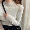 Women Mock Neck Sweaters Autumn Winter Korean Slim Pullover Women Basic Tops Casual Soft Knit Sweater Soft Warm Jumper