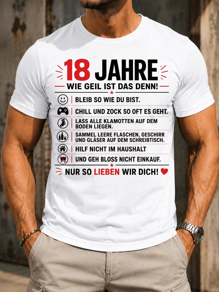 18 Jahre Wie Geil Ist Das Denn Clean Checklist Icons Red Gamer Chores Birthday Humor Unisex All Unisex All TShirt