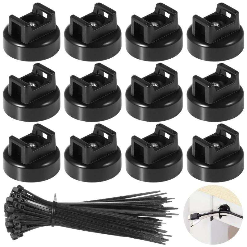 Universal Magnetic Wire Tie Holders Including 22mm Magnets Base and Tie for Indoor Outdoor Cable Management