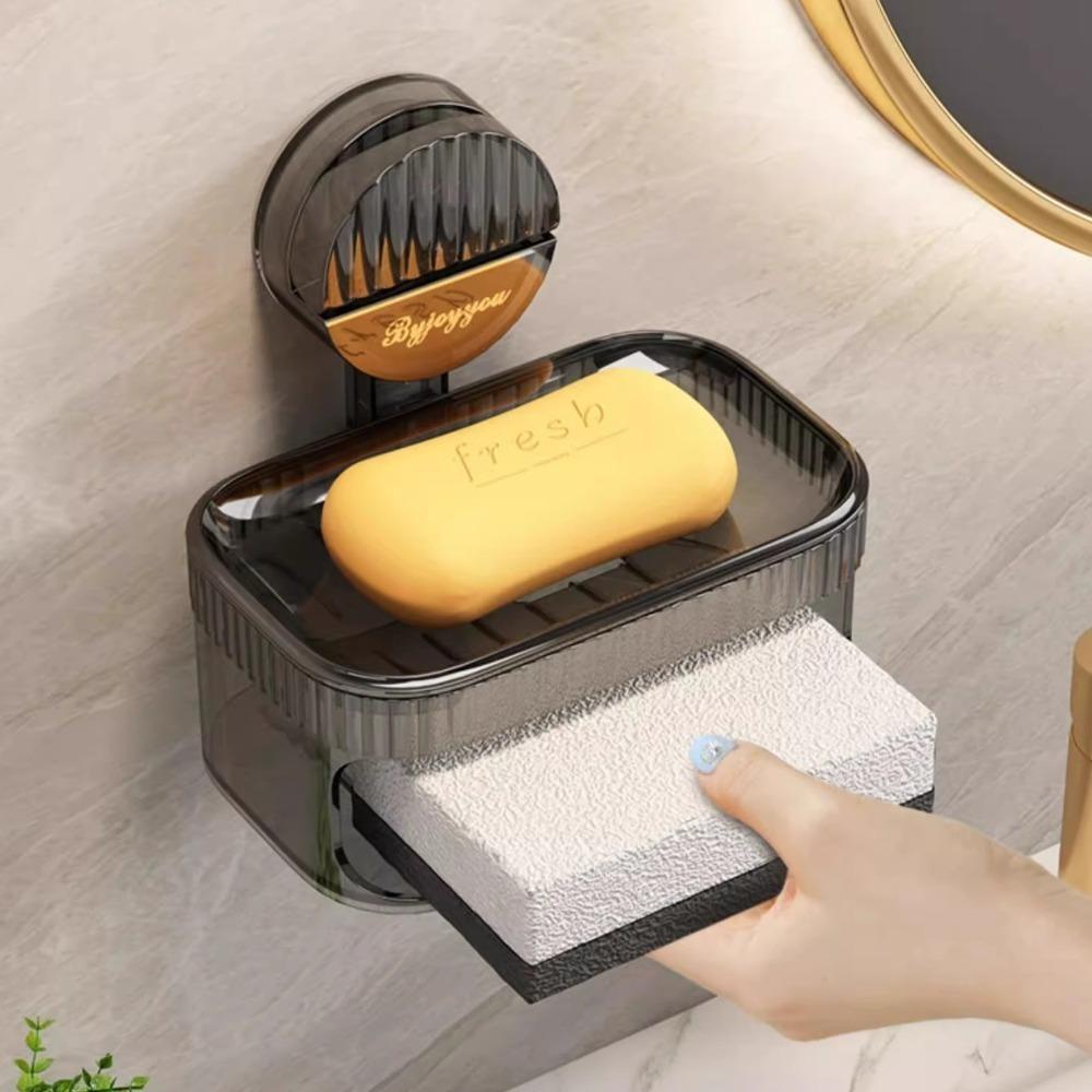 Removable Drain Soap Box Punch-Free Soap Rack Practical Suction Cup Sponge Soap Holder  for Home