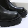 Fashion Chelsea Boots for Women 2024 PU Leather Ankle Booties Woman Punk Thick Bottom Slip On Combat Boots Black Chunky Platform Botas