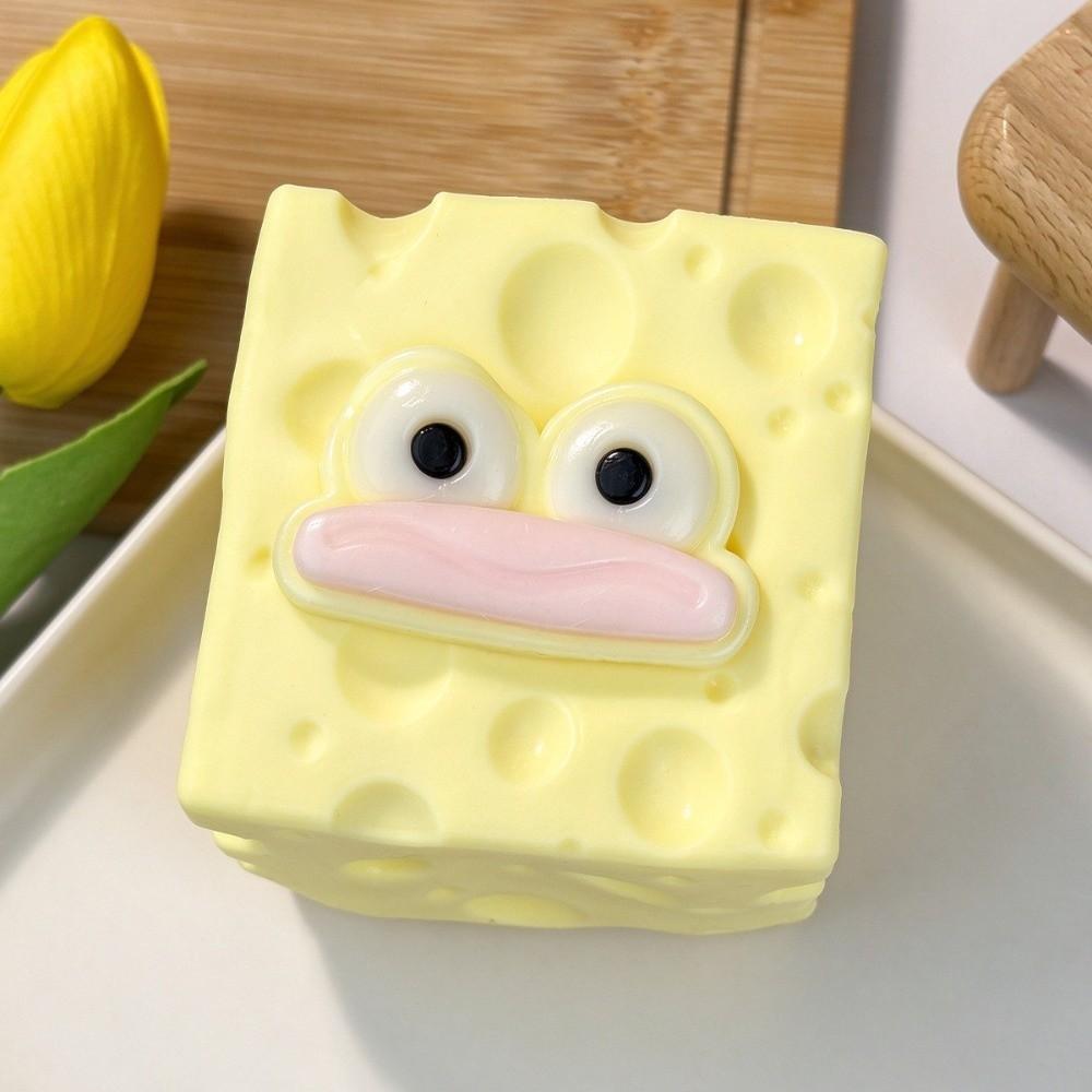 Sausage Mouth Cheese Fidget Toy Big Eyes Cheese Cube Squeeze Toy Cheese Pinch Blocks Desktop Use