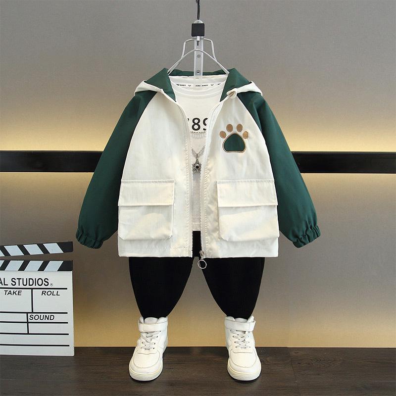 2025 Spring Boys' Hooded Zip-Up Jacket - Korean Style for Kids and Toddlers