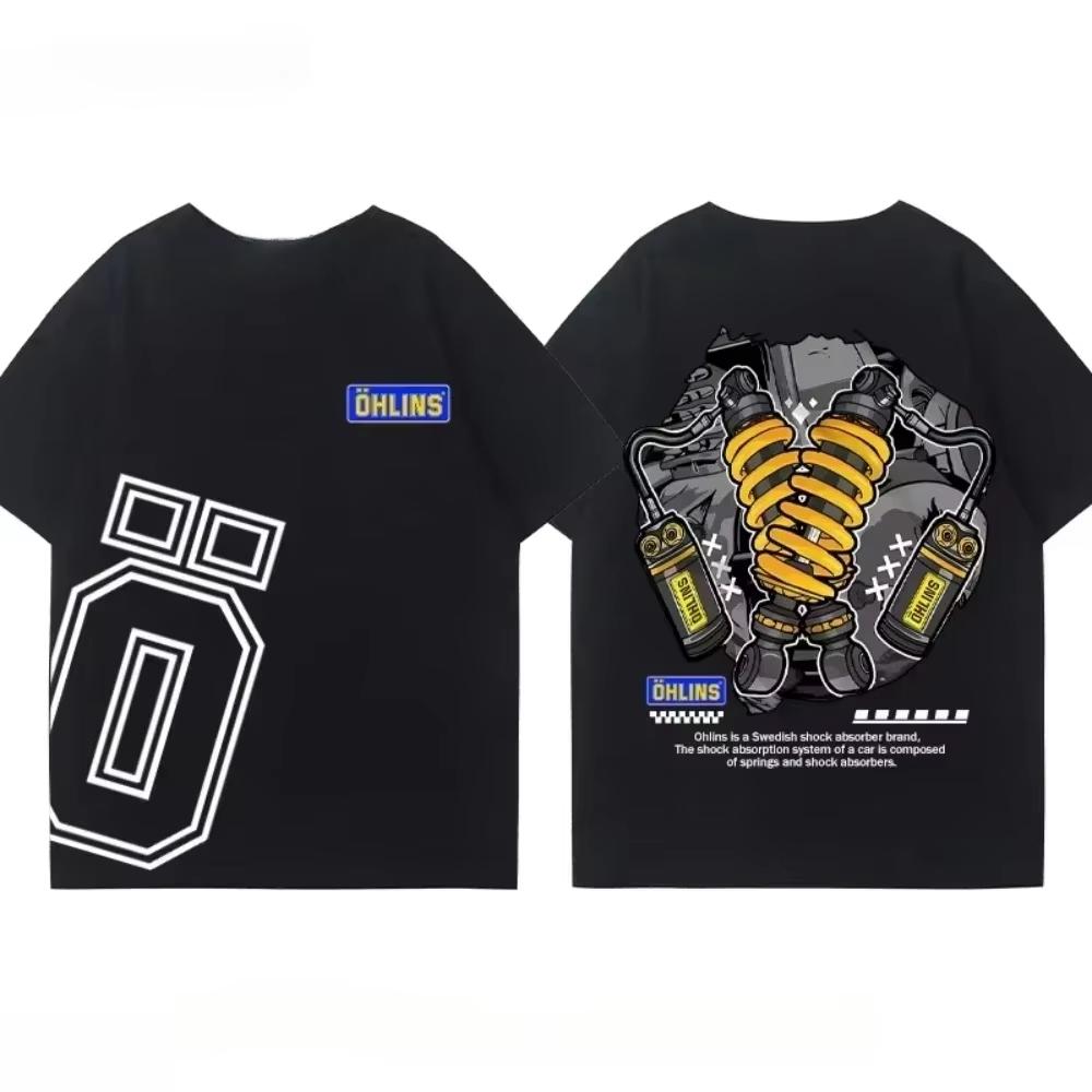 2026 New Fashionable Cotton Motorcycle Tshirt Set Casual Trendy Brand Unisexs Kids and Unisexs Shortsleeved Shirts