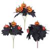 Black Artificial Flowers Bouquet No Fading Simulation Maple Leaf Halloween Pumpkins Branch  Table