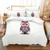 Постельное белье с 3D цифровой печатью Набор из четырех предметов Набор из трех предметов Сова Белая простыня Одеяло Подушка