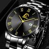 Fashion Mens Gold Stainless Steel Watches Men Business Casual Watch Luxury Calendar Quartz Wristwatch