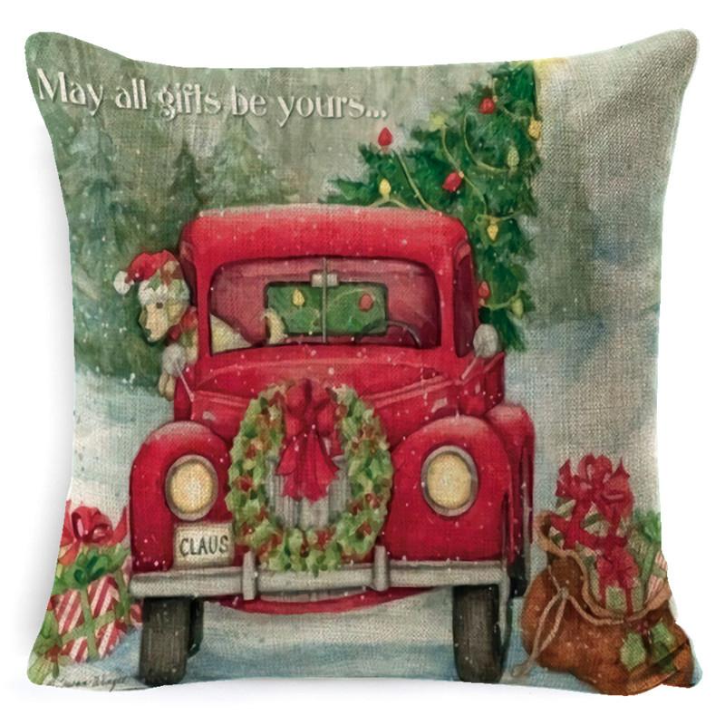 Christmas Snowman Pillowcase Living Room Decoration Linen Pillowcase New Year Santa Claus Christmas Sofa Cushion Cover
