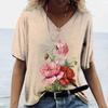 2023 женская футболка с V-образным вырезом и 3D-цветочным узором с принтом Harajuku Ladies Tee Abstract Y2k Street Casual Clothing Shortsleeved 5xl
