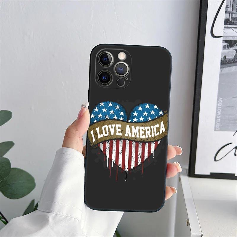 American USA Flag Eagle Phone Case for iPhone 11 15 Pro Max Case Coque 14 Plus 13 Pro 12 11 X XS XR 6 7 8 SE 2020 TPU Soft Cover