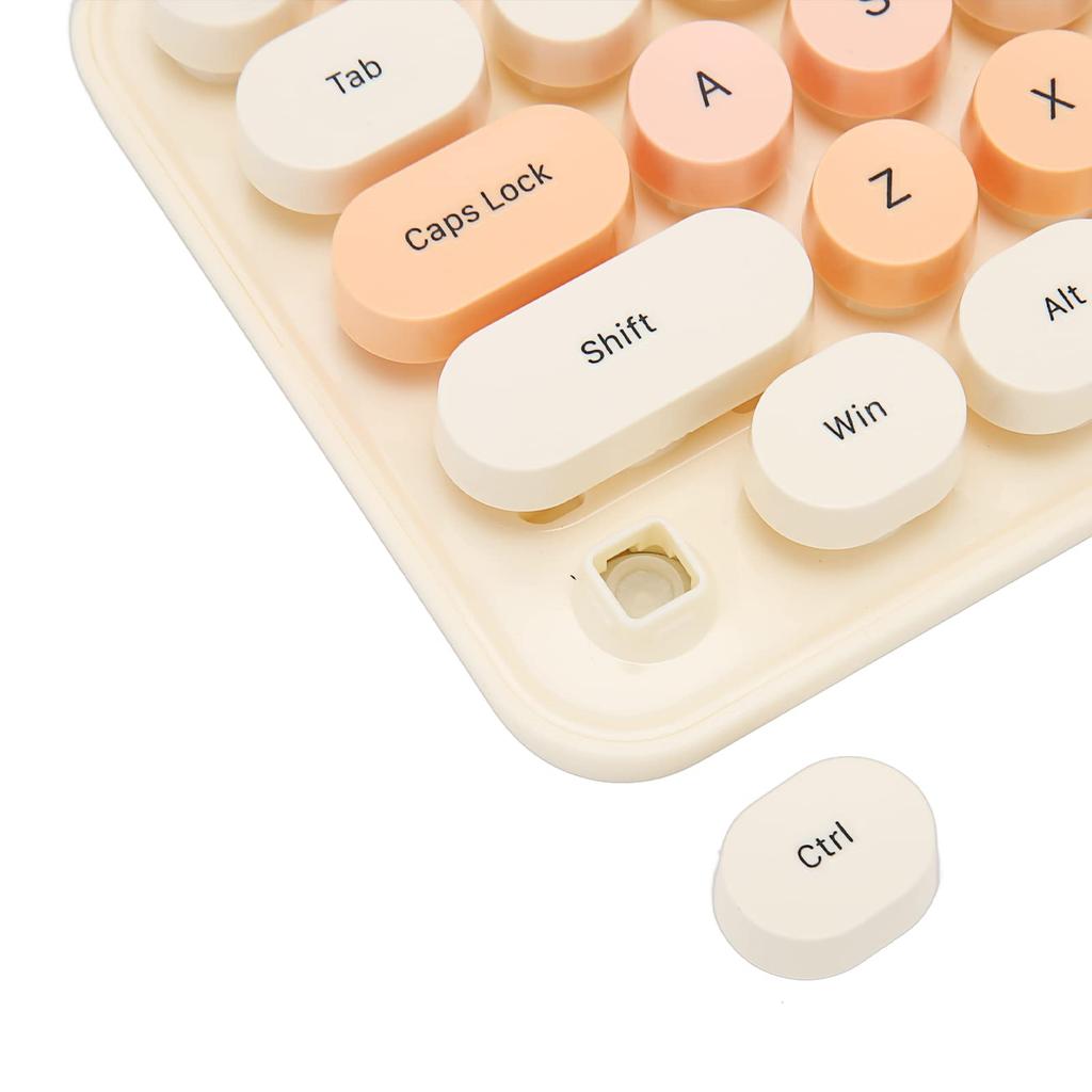 Wireless Keyboard and Mouse 68 Keys Cute Retro Round Keycap Typewriter Keyboard with Wireless Mouse 3 Computer Keyboard and Mouse Set for Home Office