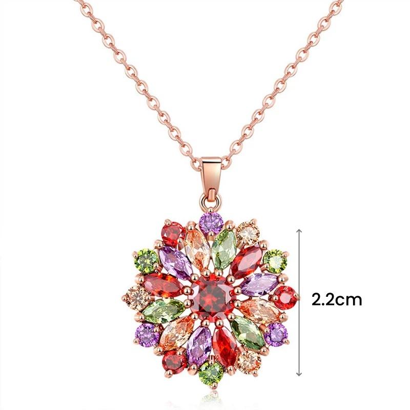 Женское блестящее разноцветное ожерелье с подвеской из циркона, разноцветные цветы, розовое золото, ювелирные изделия, аксессуары