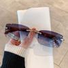 Gradient Rectangle Sun Glasses UV400 Driving Shades Vintage Frameless Eyewear  for Women & Men