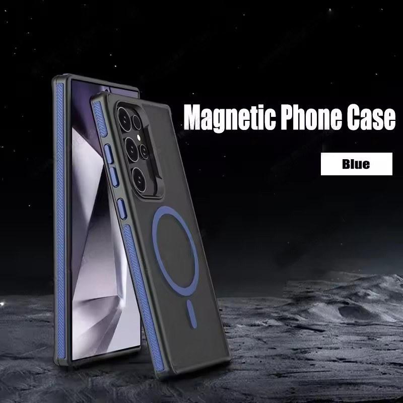 Магнитный чехол для телефона Samsung Galaxy S25 S23 S22 S24 Ultra Plus Magsafe Wireless Charger Матовый полупрозрачный противоударный чехол