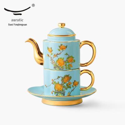 Фарфоровый чайный набор Yongfengyuan Lady Porcelain West Lake Blue из 4 предметов