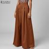 Women Casual Back Elastic Waist Loose Wide Leg Pants