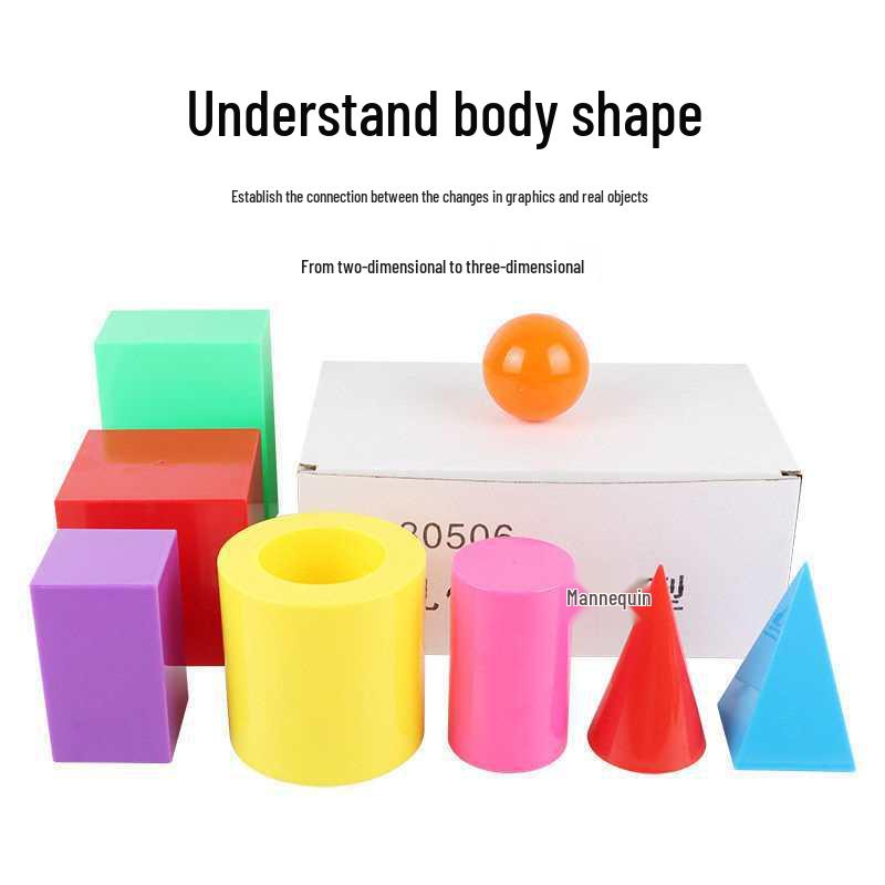 Large 3D Geometric Shape Models: Cube, Prism, Cone, Cylinder, Sphere for Math Teaching Aids