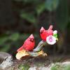 Красная птица фигурка смола миниатюра красная птица украшение декоративные красные птицы сидящие на ветке статуэтка для рабочего стола мох микро-ландшафт садовый забор