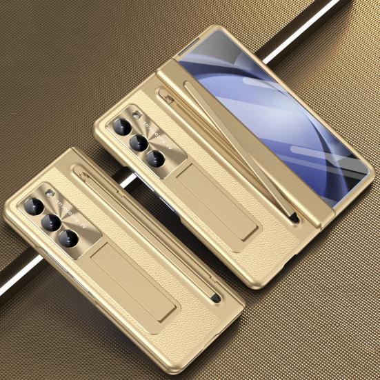 Yousheng Чехол для телефона Samsung Z Fold 6 PC Shell со слотом для стилуса, пружинным шарниром для защиты и встроенной подставкой, полноразмерный чехол с закаленным стеклом