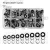 45Pcs/Box Fishing Rod Guide Ring Assorted Sizes Stainless Steel Ceramic Eyelet Replacement Freshwater Saltwater Fishing Pole Tip Repair Kit