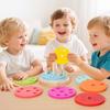 Wooden Rainbow Tower Toy Color Set Colorful Cylinders Hand-Eye Coordination Exercise Intelligence Development Kids Gift