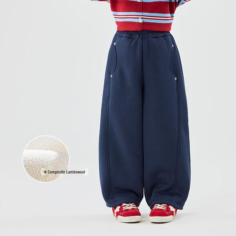 Girls' Fleece-Lined Casual Wide-Leg Winter Pants