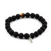 Stones and Minerals. Lava + Tiger Eye Beads Bracelet 8 Mm. Made In France.