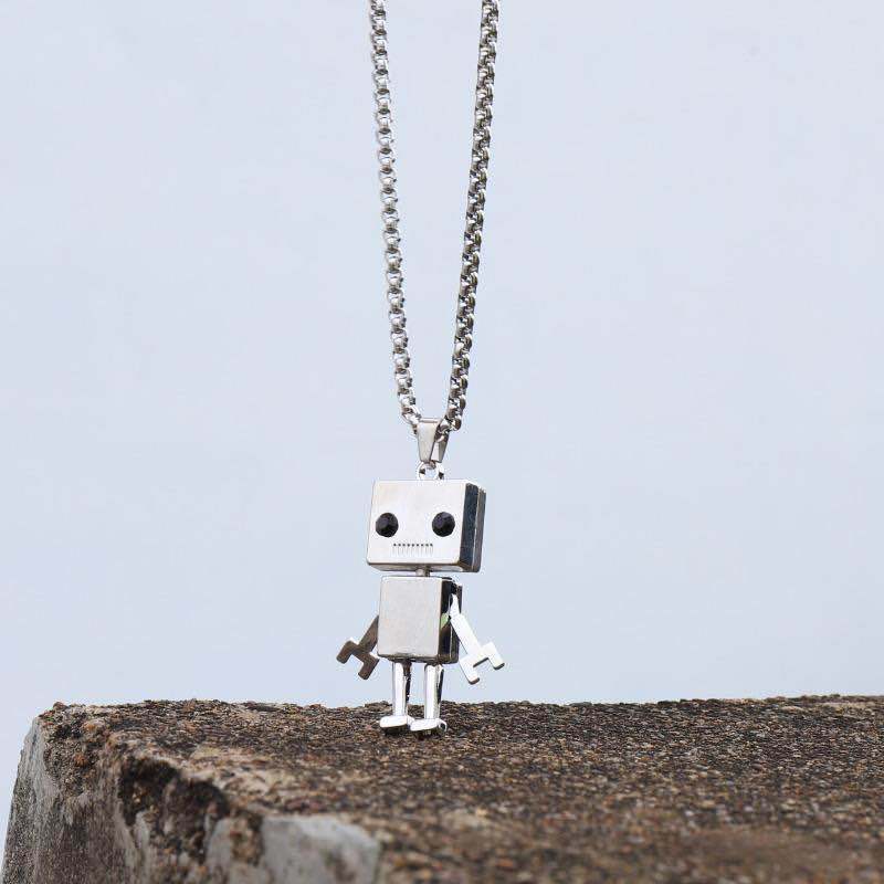 Ins Hip Hop Street Square Robot Jewelry Necklace Pendant