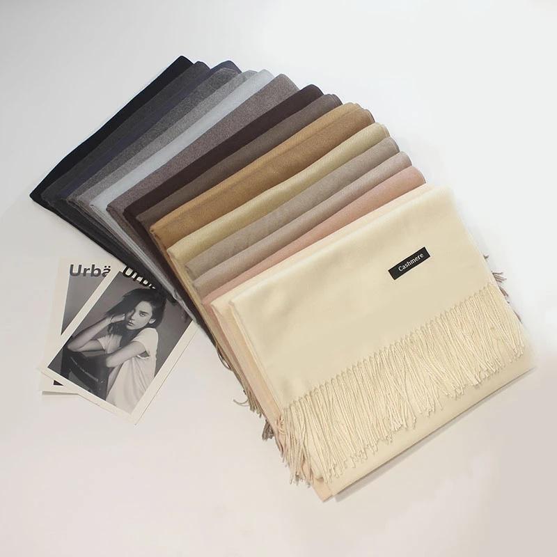 2021 Women Cashmere Scarves with Tassel Lady Winter Autumn Long Scarf High Quality Keep Warm Female Shawl Thicker Men Scarf