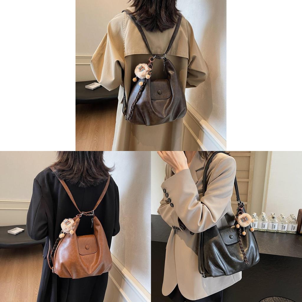Modern Pu Dualhandle Backpack With Splicing Design For Work And Leisure Use