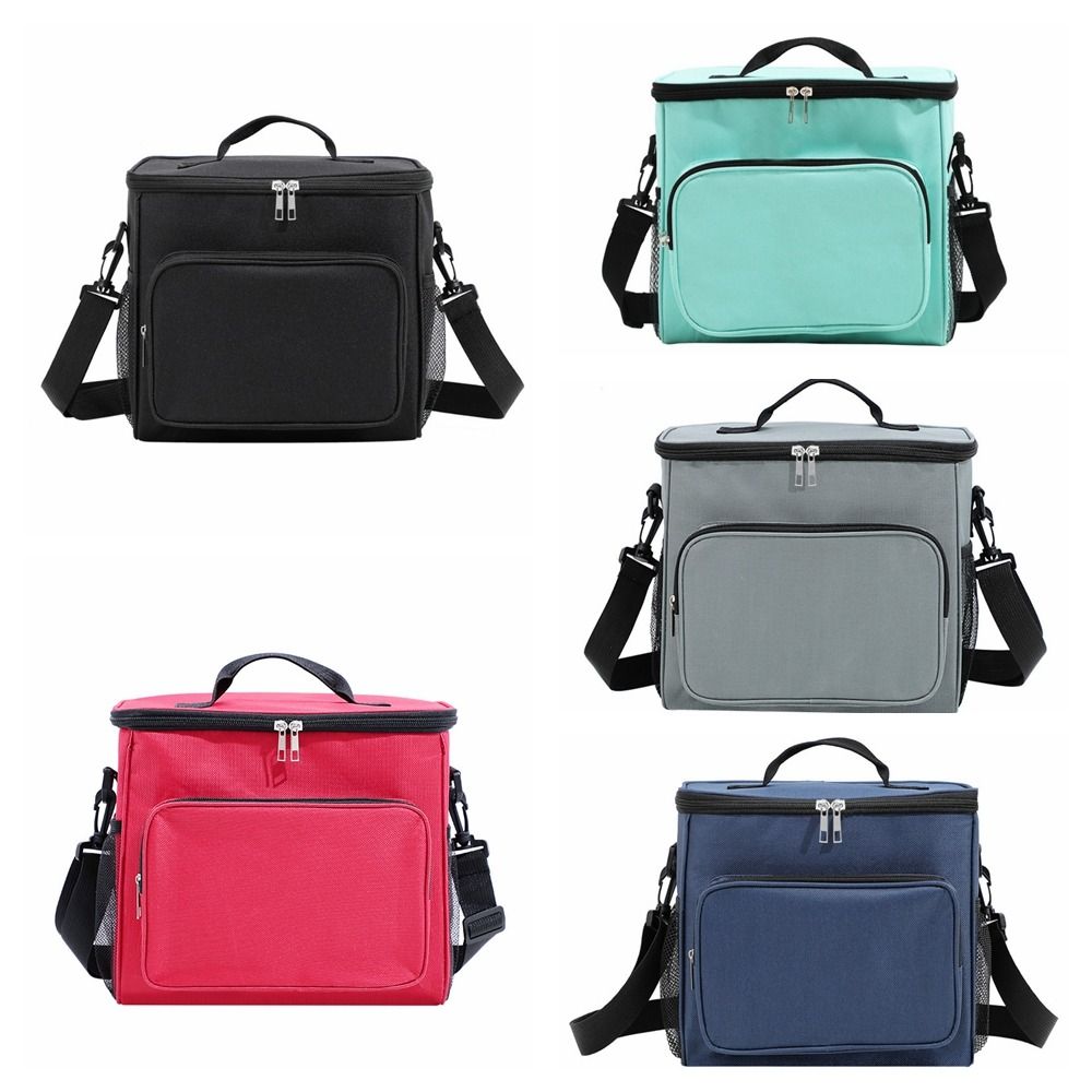 Solid Color Insulated Lunch Bag Large Capacity Food Warm Thermal Bag Tote Square Bag Travel
