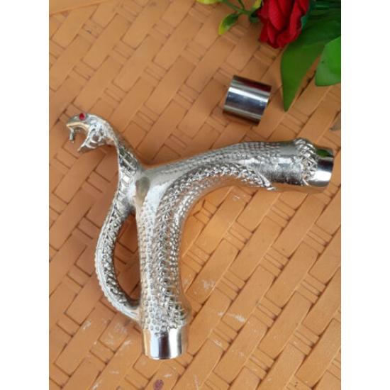 Серебряная латунная ручка Cobra Отделка головки для трости Wood Canes Style